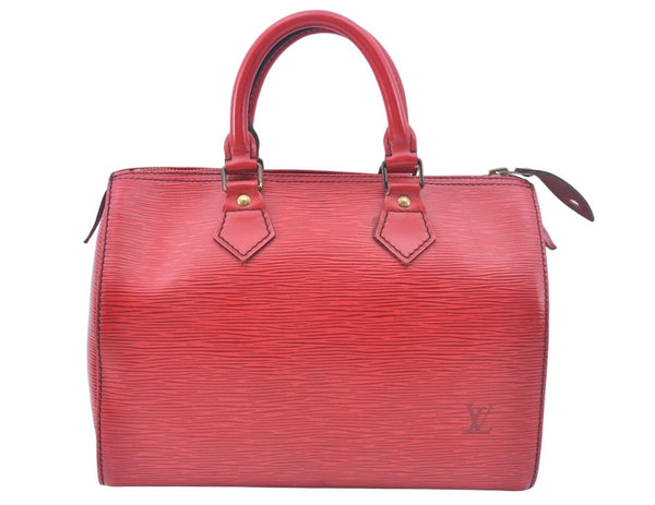 Authentic Louis Vuitton Epi Speedy 25 Hand Boston Bag Red M43017 LV 3600I