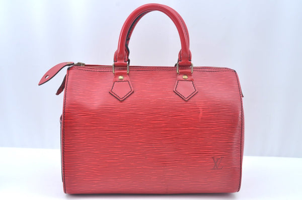 Authentic Louis Vuitton Epi Speedy 25 Hand Boston Bag Red M43017 LV 3600I