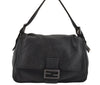 Authentic FENDI Mamma Baguette Shoulder Hand Bag Cotton Leather Gray 3603I
