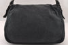 Authentic FENDI Mamma Baguette Shoulder Hand Bag Cotton Leather Gray 3603I