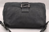 Authentic FENDI Mamma Baguette Shoulder Hand Bag Cotton Leather Gray 3603I