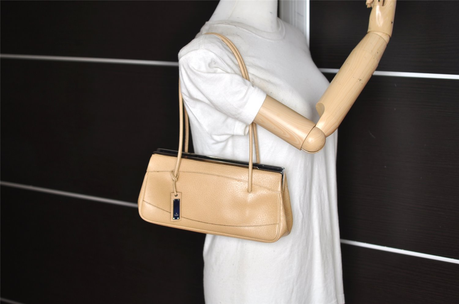 Authentic GUCCI Vintage Shoulder Hand Bag Purse Leather 92725 Beige Junk 3604K