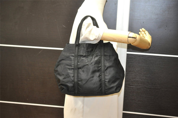 Authentic PRADA Nylon Tessuto Vintage Logo Tote Hand Bag Black 3605K