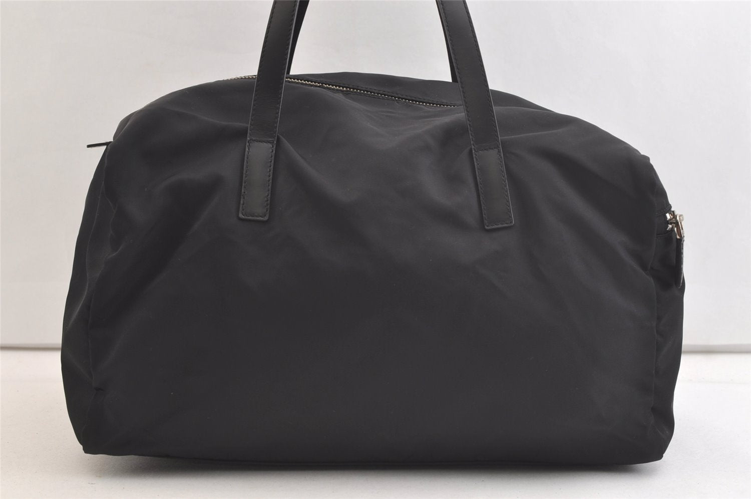 Authentic PRADA Vintage Nylon Tessuto Leather Hand Boston Bag Black Junk 3606K