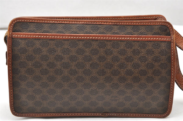 Authentic CELINE Macadam Blason Pattern Clutch Hand Bag PVC Leather Brown 3607K