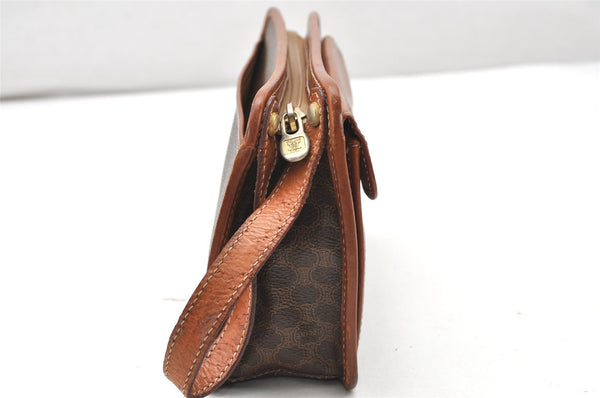 Authentic CELINE Macadam Blason Pattern Clutch Hand Bag PVC Leather Brown 3607K