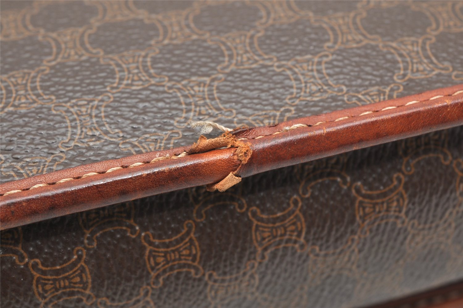 Authentic CELINE Macadam Blason Pattern Clutch Hand Bag PVC Leather Brown 3607K