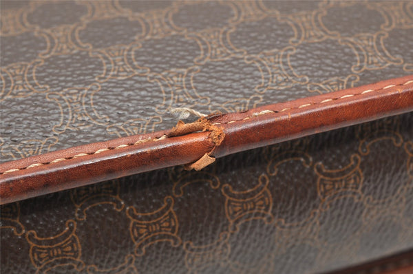 Authentic CELINE Macadam Blason Pattern Clutch Hand Bag PVC Leather Brown 3607K
