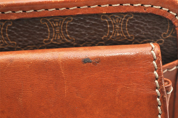 Authentic CELINE Macadam Blason Pattern Clutch Hand Bag PVC Leather Brown 3607K
