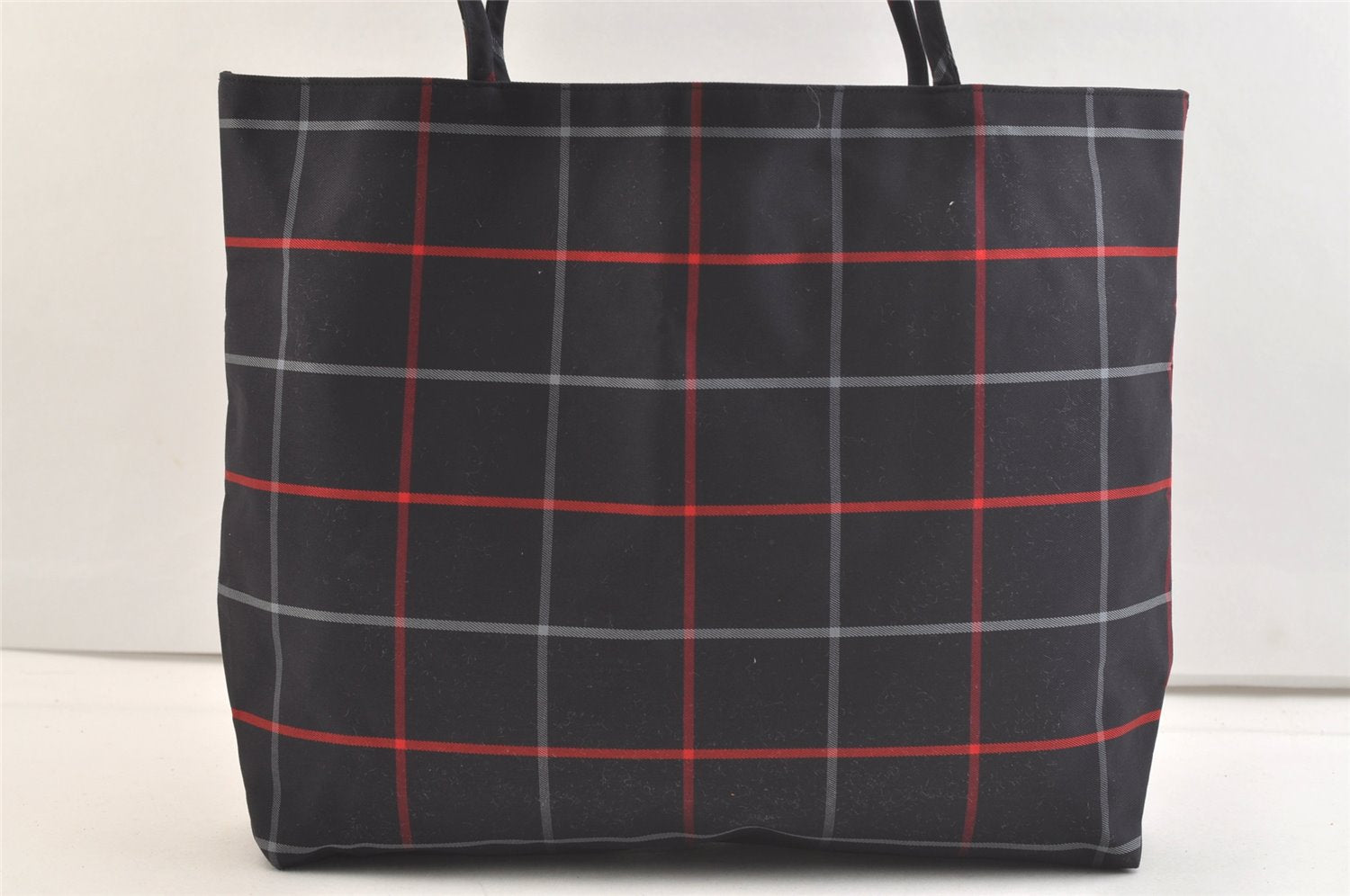 Authentic BURBERRY Vintage Check Shoulder Tote Bag Nylon Navy Blue 3608K