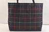 Authentic BURBERRY Vintage Check Shoulder Tote Bag Nylon Navy Blue 3608K