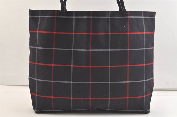 Authentic BURBERRY Vintage Check Shoulder Tote Bag Nylon Navy Blue 3608K