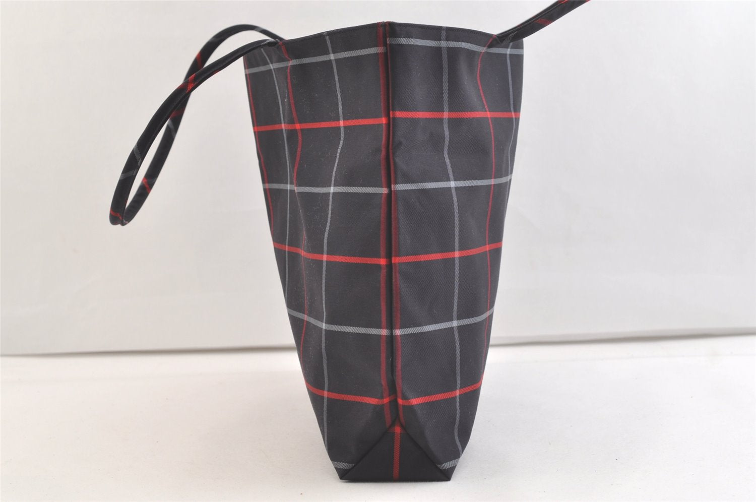 Authentic BURBERRY Vintage Check Shoulder Tote Bag Nylon Navy Blue 3608K