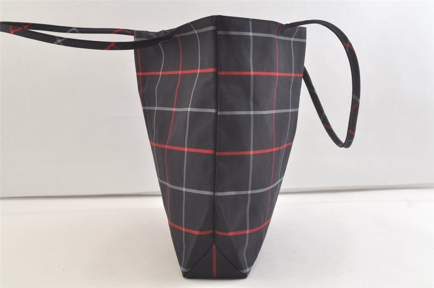 Authentic BURBERRY Vintage Check Shoulder Tote Bag Nylon Navy Blue 3608K