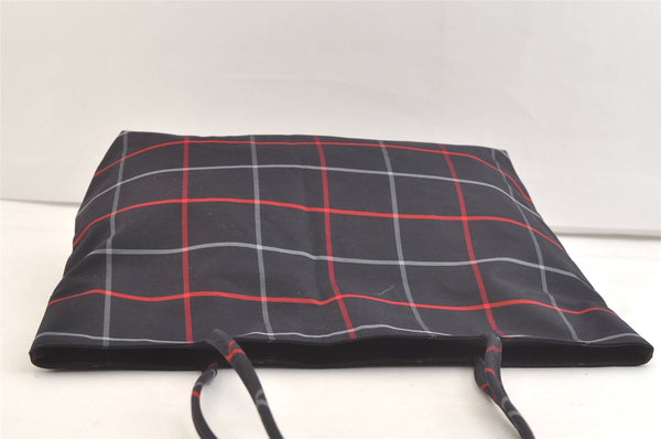 Authentic BURBERRY Vintage Check Shoulder Tote Bag Nylon Navy Blue 3608K