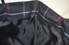 Authentic BURBERRY Vintage Check Shoulder Tote Bag Nylon Navy Blue 3608K