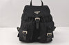 Authentic PRADA VELA Nylon Tessuto Leather Backpack Purse B6677 Black 3610K