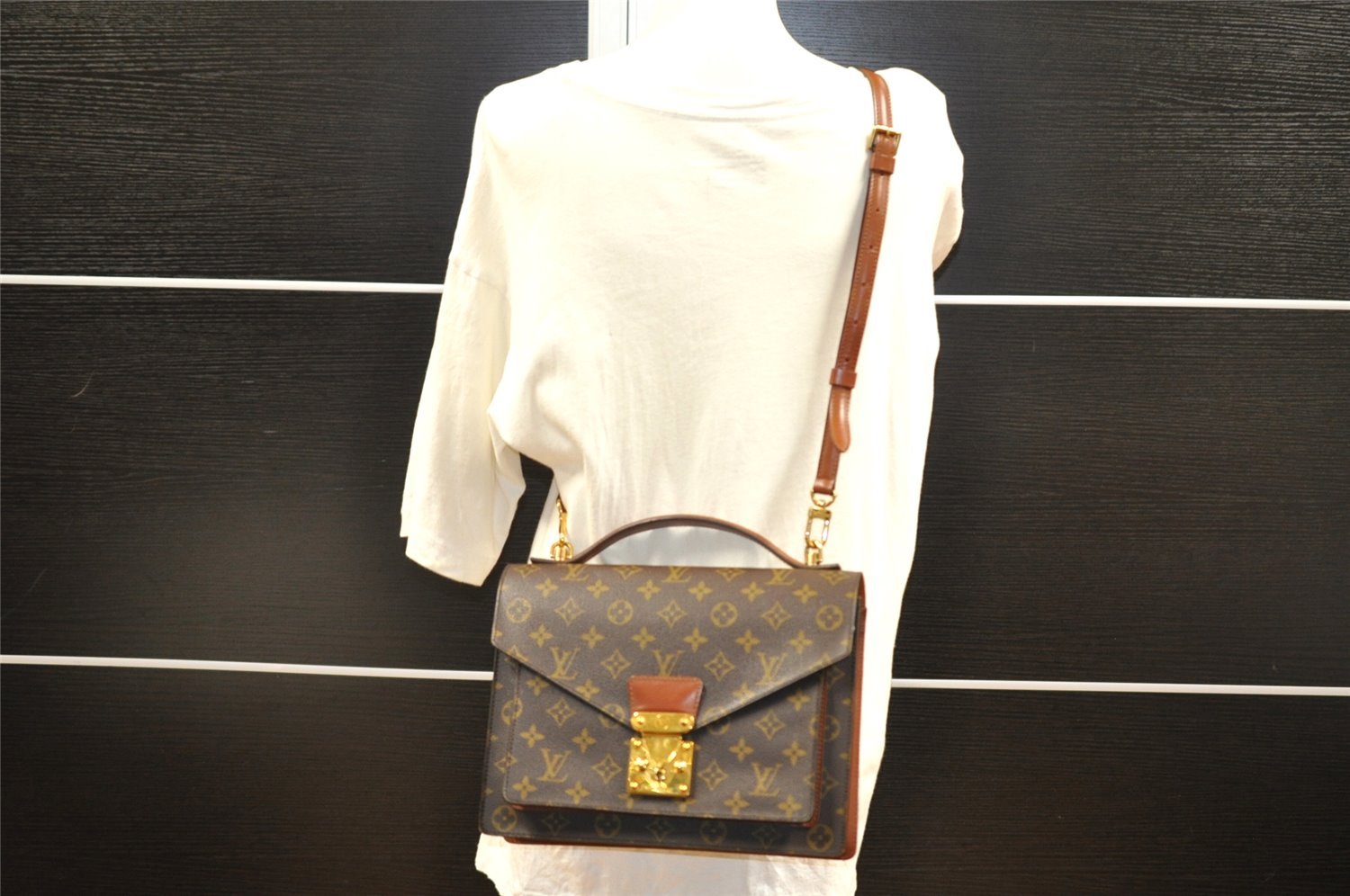 Authentic Louis Vuitton Monogram Monceau 2Way Shoulder Hand Bag M51185 LV 3611I