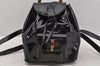 Authentic GUCCI Vintage Bamboo Backpack Purse Enamel Black 3613J