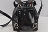 Authentic GUCCI Vintage Bamboo Backpack Purse Enamel Black 3613J
