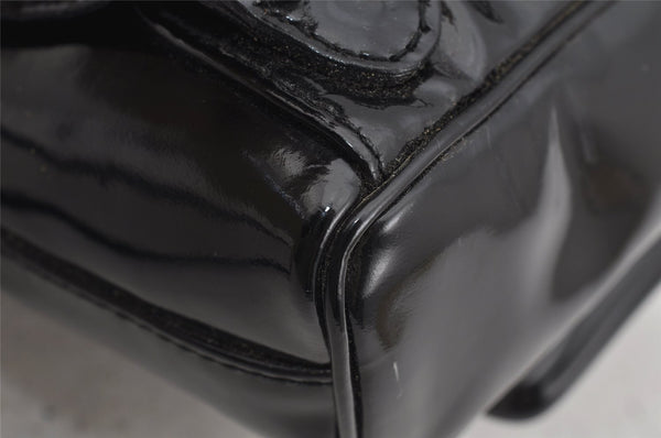 Authentic GUCCI Vintage Bamboo Backpack Purse Enamel Black 3613J