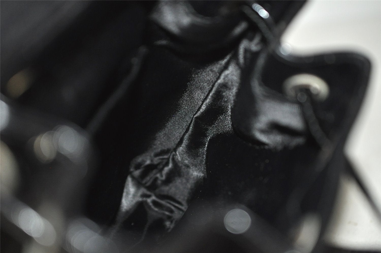 Authentic GUCCI Vintage Bamboo Backpack Purse Enamel Black 3613J