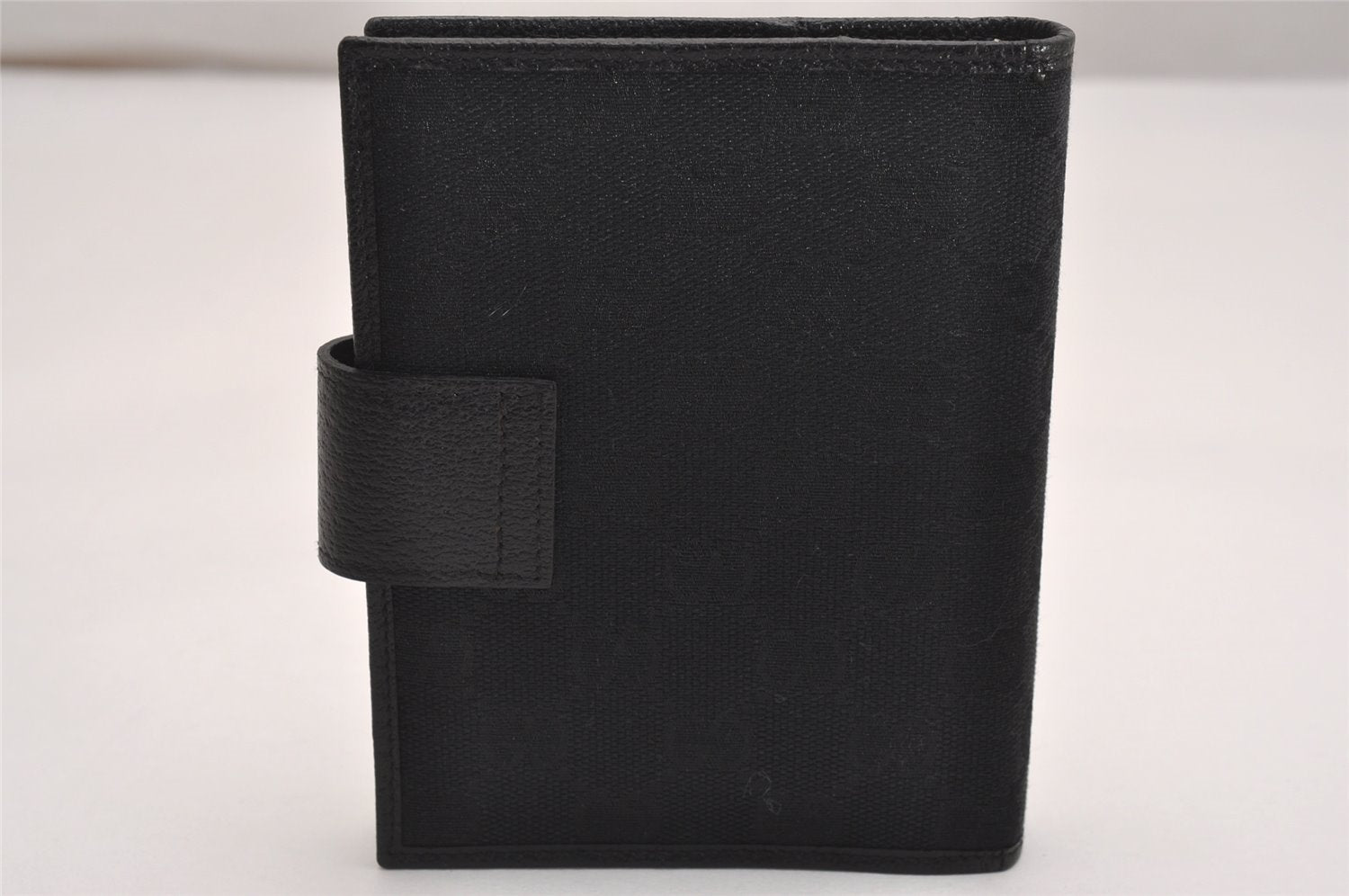 Authentic GUCCI Notebook Cover Purse GG Canvas Leather 115240 Black 3615J