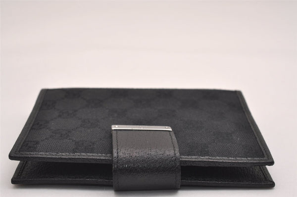 Authentic GUCCI Notebook Cover Purse GG Canvas Leather 115240 Black 3615J