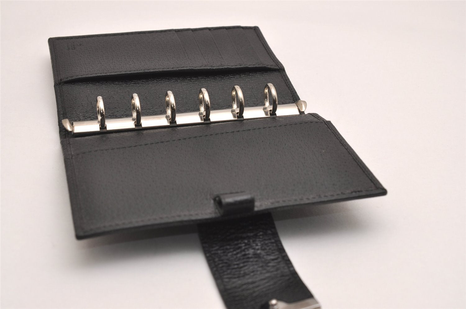 Authentic GUCCI Notebook Cover Purse GG Canvas Leather 115240 Black 3615J