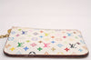 Authentic Louis Vuitton Monogram Multicolor Pochette Cles White Coin Purse 3616J