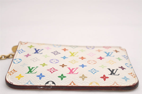 Authentic Louis Vuitton Monogram Multicolor Pochette Cles White Coin Purse 3616J