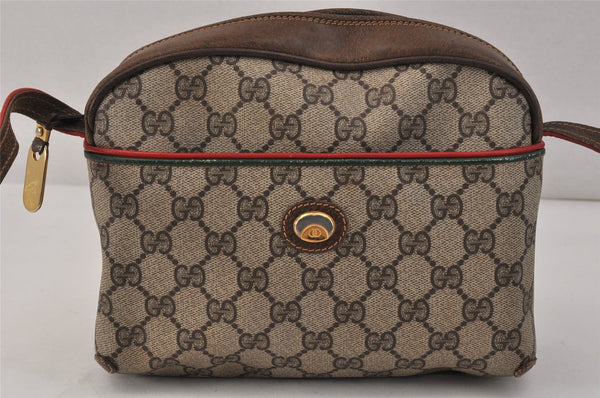 Authentic GUCCI Rigate Line Shoulder Cross Bag Purse GG PVC Leather Brown 3616K