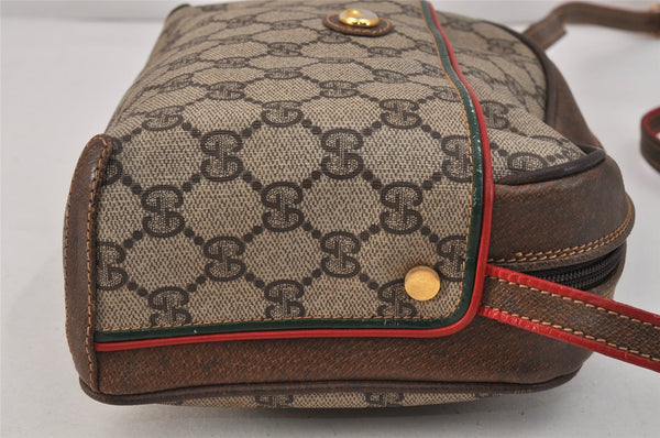 Authentic GUCCI Rigate Line Shoulder Cross Bag Purse GG PVC Leather Brown 3616K