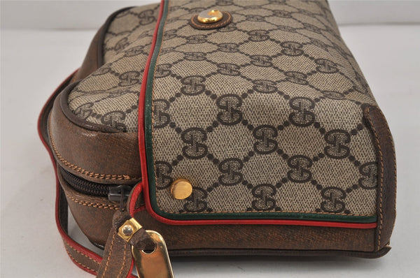 Authentic GUCCI Rigate Line Shoulder Cross Bag Purse GG PVC Leather Brown 3616K