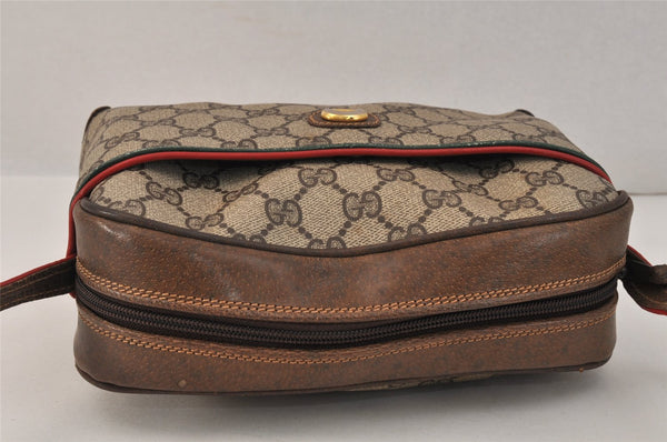 Authentic GUCCI Rigate Line Shoulder Cross Bag Purse GG PVC Leather Brown 3616K