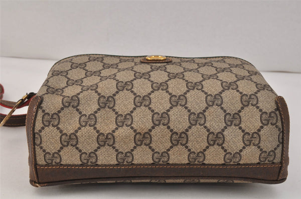Authentic GUCCI Rigate Line Shoulder Cross Bag Purse GG PVC Leather Brown 3616K