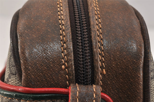 Authentic GUCCI Rigate Line Shoulder Cross Bag Purse GG PVC Leather Brown 3616K