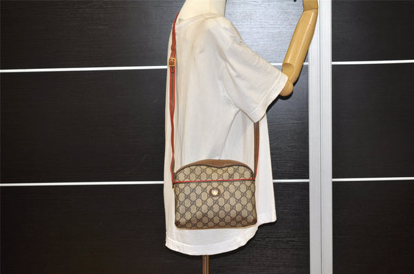 Authentic GUCCI Rigate Line Shoulder Cross Bag Purse GG PVC Leather Brown 3616K