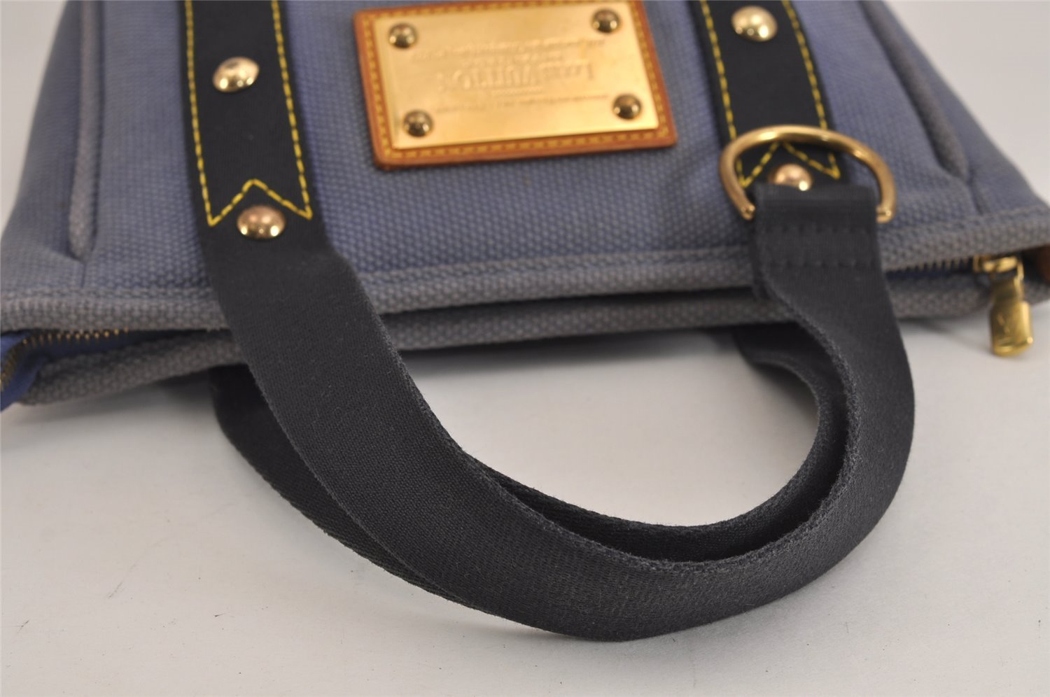 Authentic Louis Vuitton Antigua Cabas PM Hand Bag Blue M40090 LV 3617J