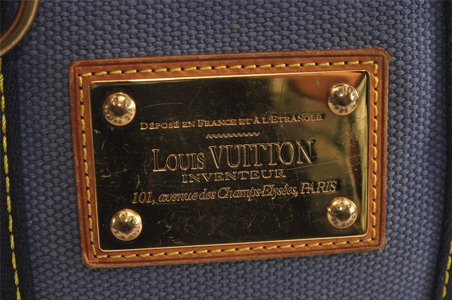 Authentic Louis Vuitton Antigua Cabas PM Hand Bag Blue M40090 LV 3617J