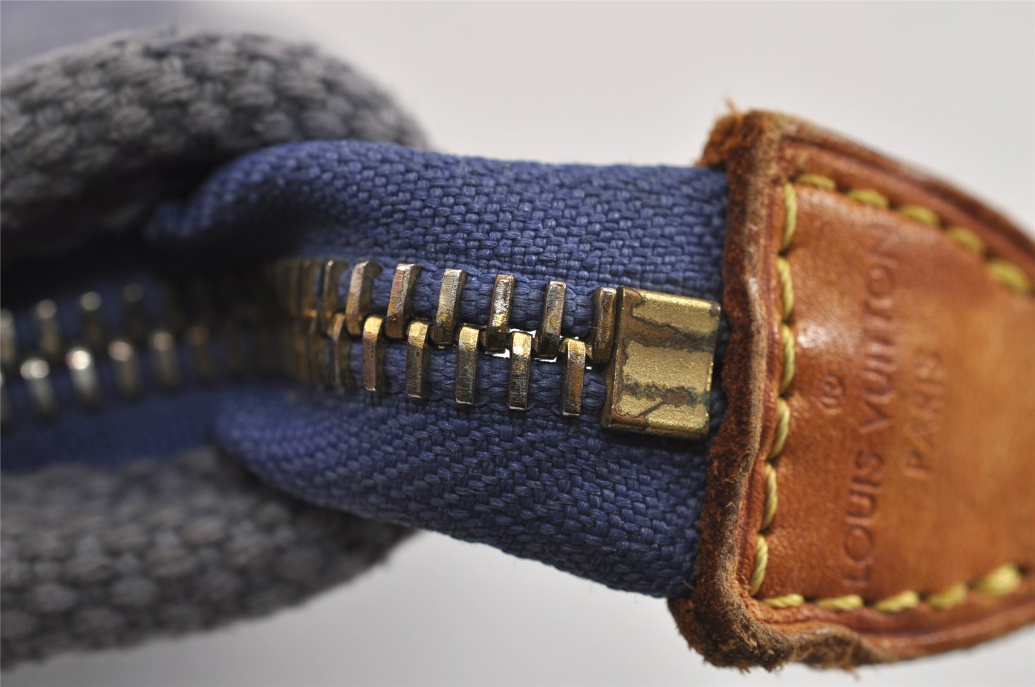 Authentic Louis Vuitton Antigua Cabas PM Hand Bag Blue M40090 LV 3617J