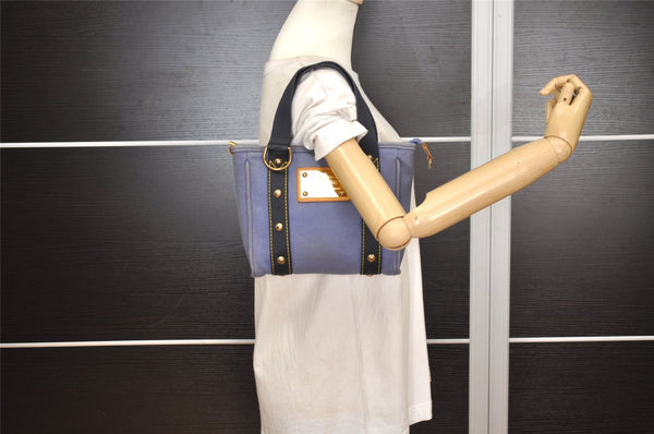 Authentic Louis Vuitton Antigua Cabas PM Hand Bag Blue M40090 LV 3617J