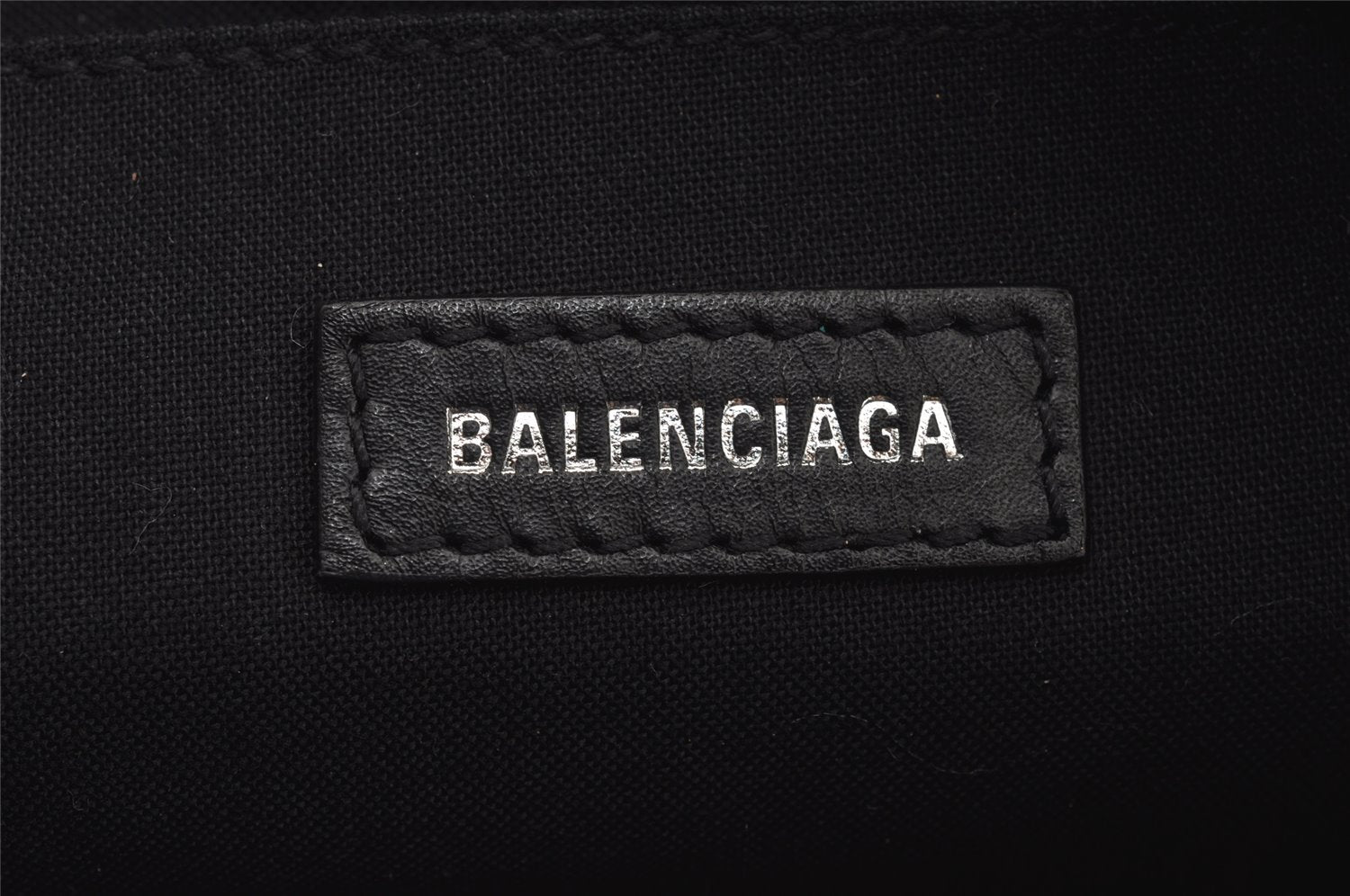 Authentic BALENCIAGA Navy Clip M Clutch Bag Canvas Leather 420407 White 3618I