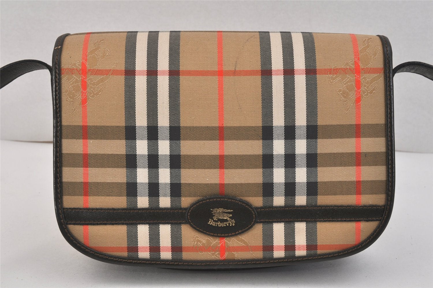 Authentic Burberrys Nova Check Shoulder Bag Canvas Leather Beige Junk 3619K