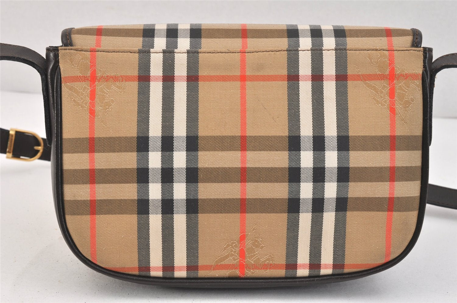 Authentic Burberrys Nova Check Shoulder Bag Canvas Leather Beige Junk 3619K