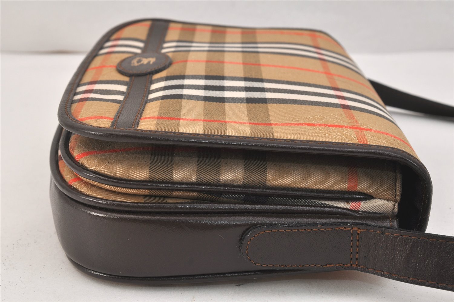 Authentic Burberrys Nova Check Shoulder Bag Canvas Leather Beige Junk 3619K