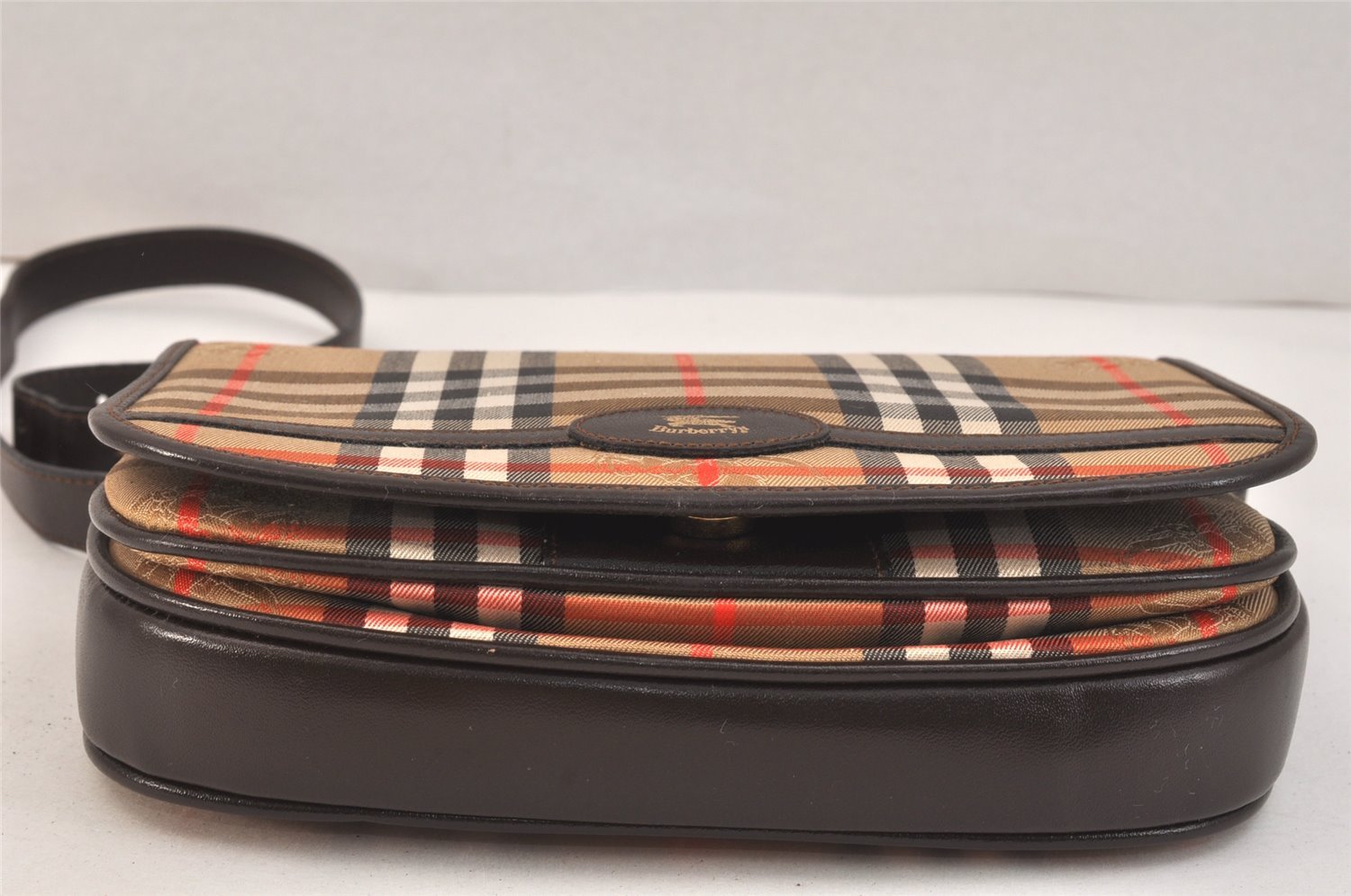 Authentic Burberrys Nova Check Shoulder Bag Canvas Leather Beige Junk 3619K