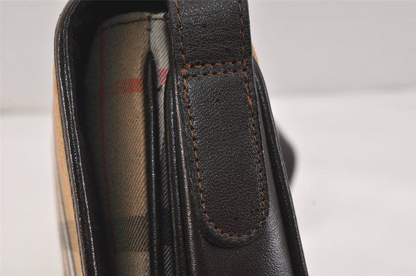 Authentic Burberrys Nova Check Shoulder Bag Canvas Leather Beige Junk 3619K