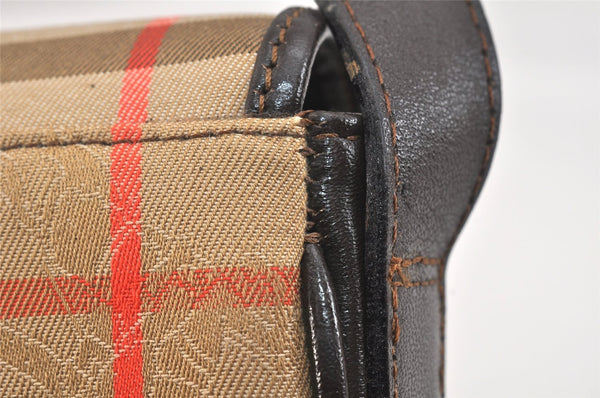 Authentic Burberrys Nova Check Shoulder Bag Canvas Leather Beige Junk 3619K