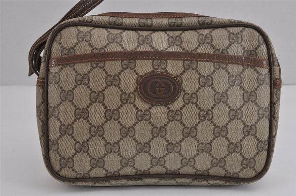 Authentic GUCCI Vintage Clutch Hand Bag Purse GG PVC Leather Brown 3620J